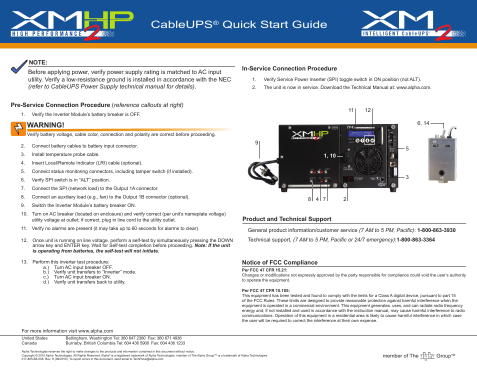 Alpha Technologies XM2 Series - Quick Start Guide User Manual | 1 page