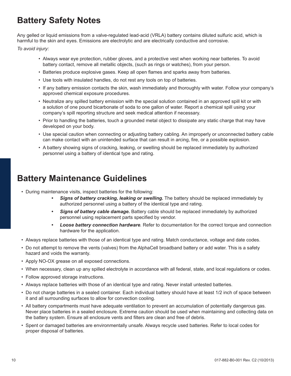 Battery maintenance guidelines | Alpha Technologies XM3-HP Series - Technical Manual User Manual | Page 10 / 116