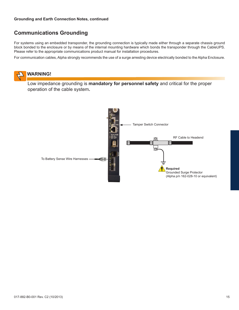 Communications grounding | Alpha Technologies XM3-HP Series - Technical Manual User Manual | Page 15 / 116