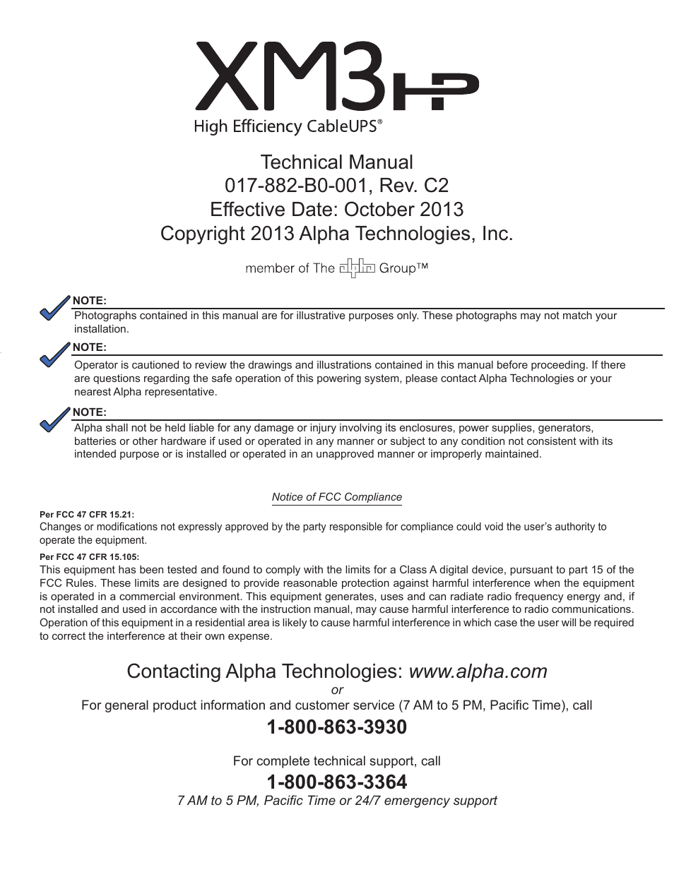 Alpha Technologies XM3-HP Series - Technical Manual User Manual | Page 3 / 116