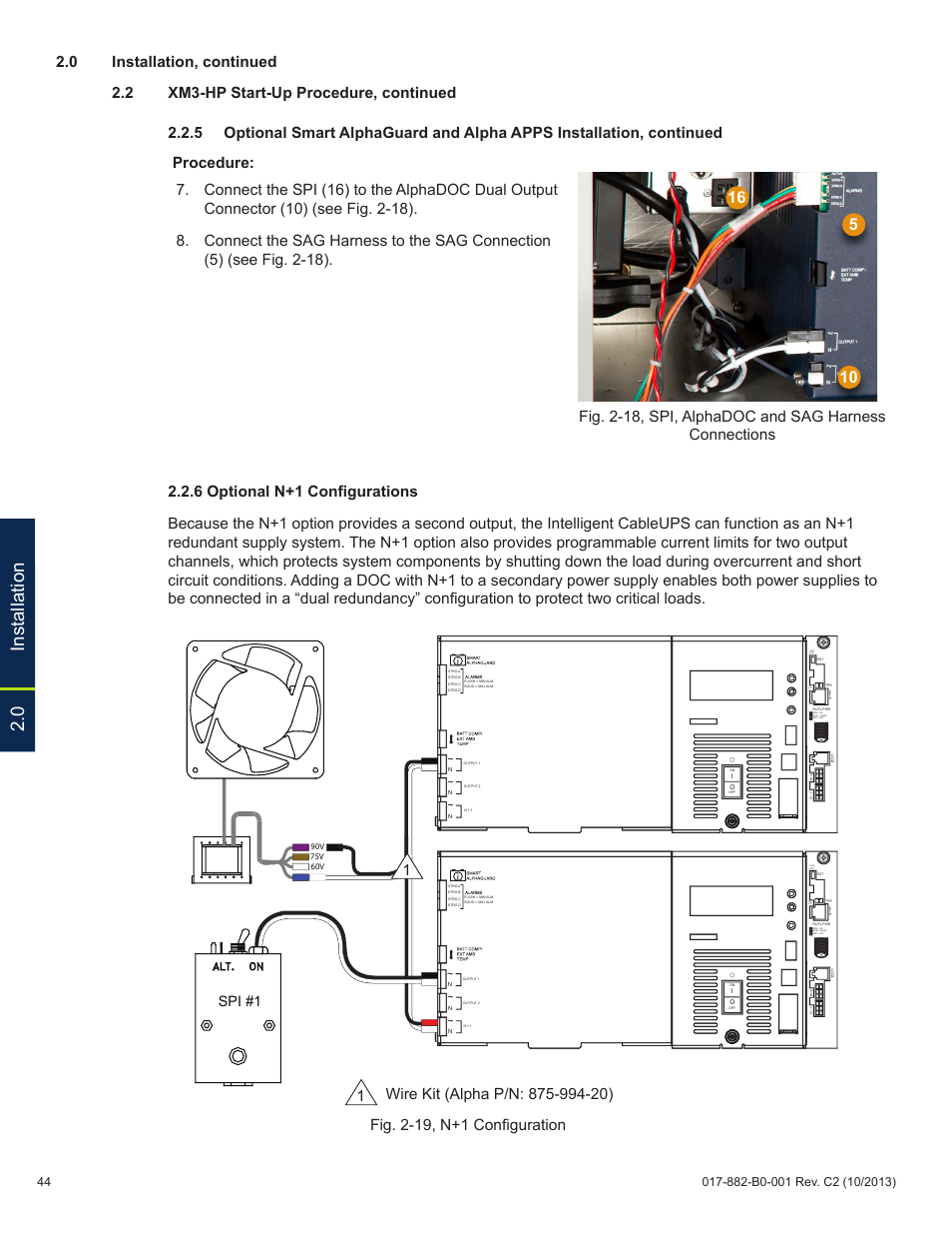 0 installation, Spi #1 | Alpha Technologies XM3-HP Series - Technical Manual User Manual | Page 44 / 116