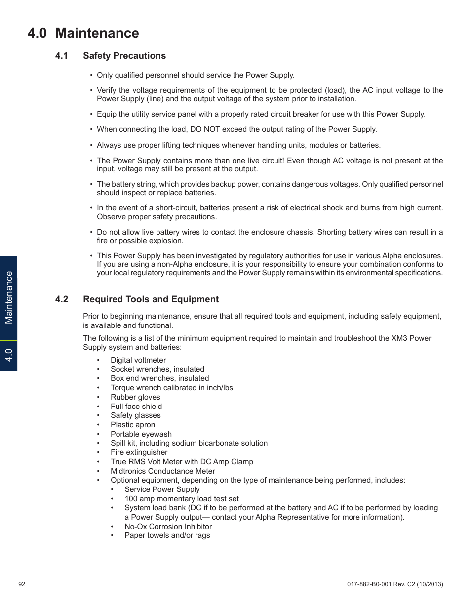 0 maintenance | Alpha Technologies XM3-HP Series - Technical Manual User Manual | Page 92 / 116