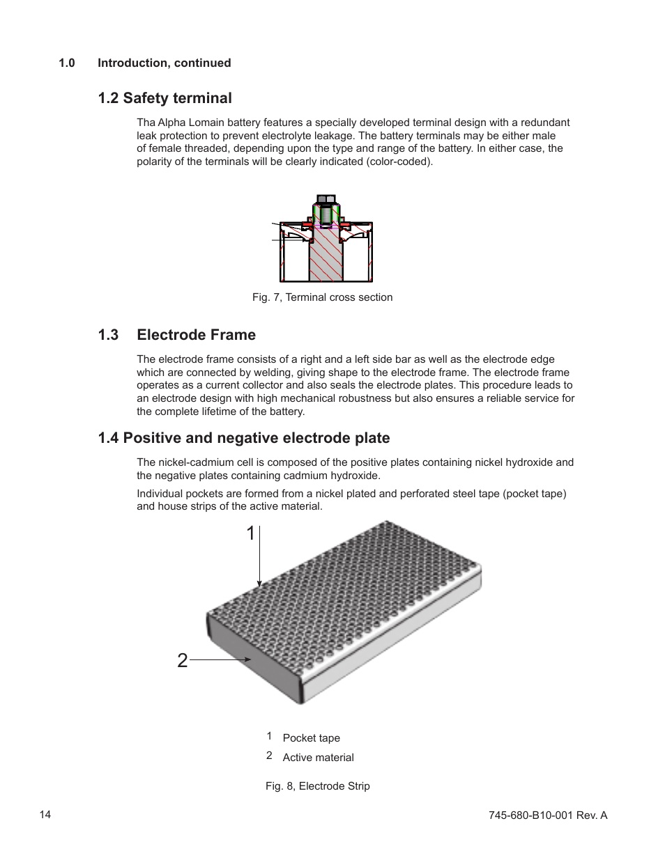 3 electrode frame, 4 positive and negative electrode plate, 2 safety terminal | Alpha Technologies Lomain Ni-Cd Pocket Plate Battery User Manual | Page 14 / 30