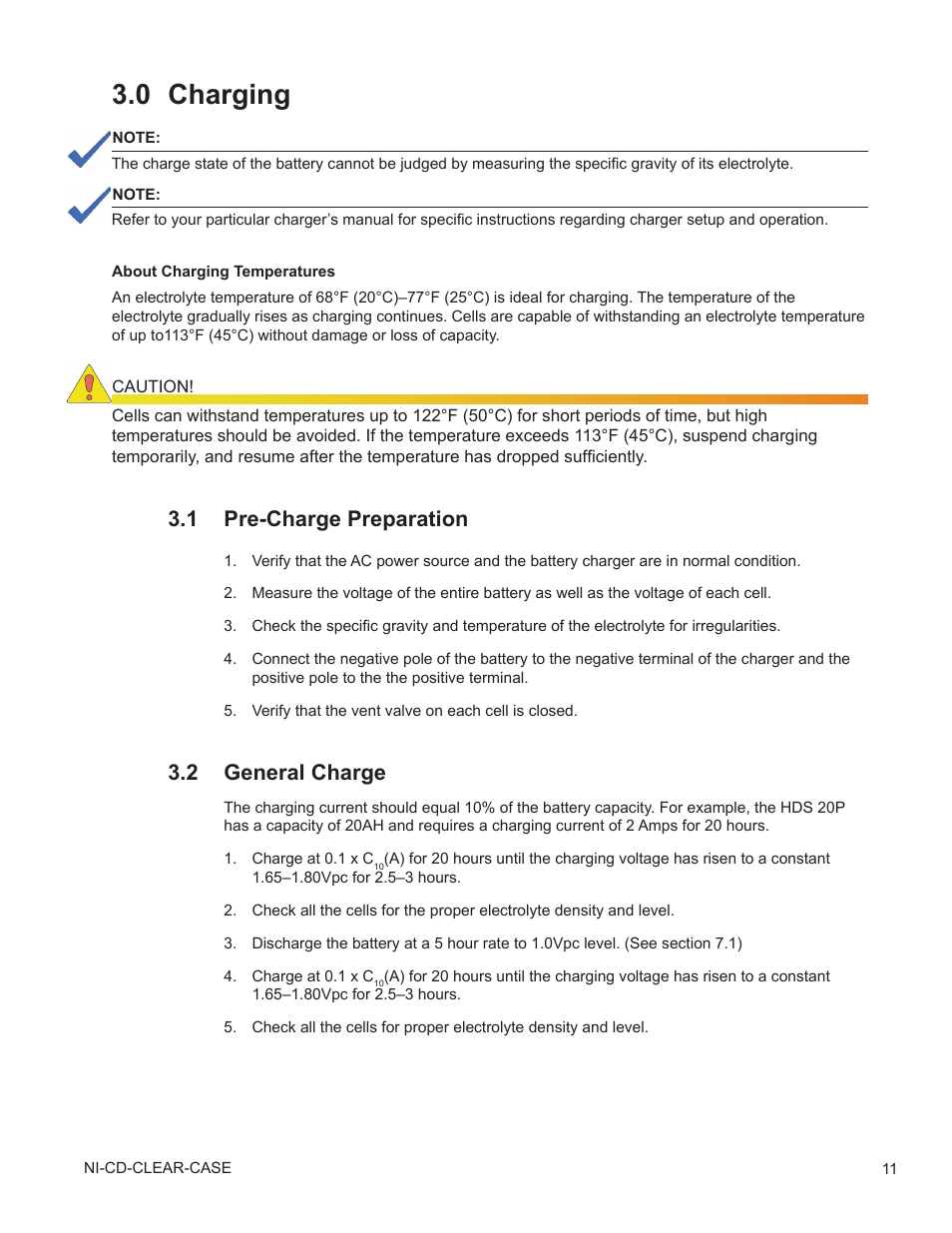 0 charging, 1 pre-charge preparation, 2 general charge | Charging 3.1, Pre-charge preparation, General charge | Alpha Technologies Nickel Cadmium Clear Case - Technical Manual User Manual | Page 11 / 24