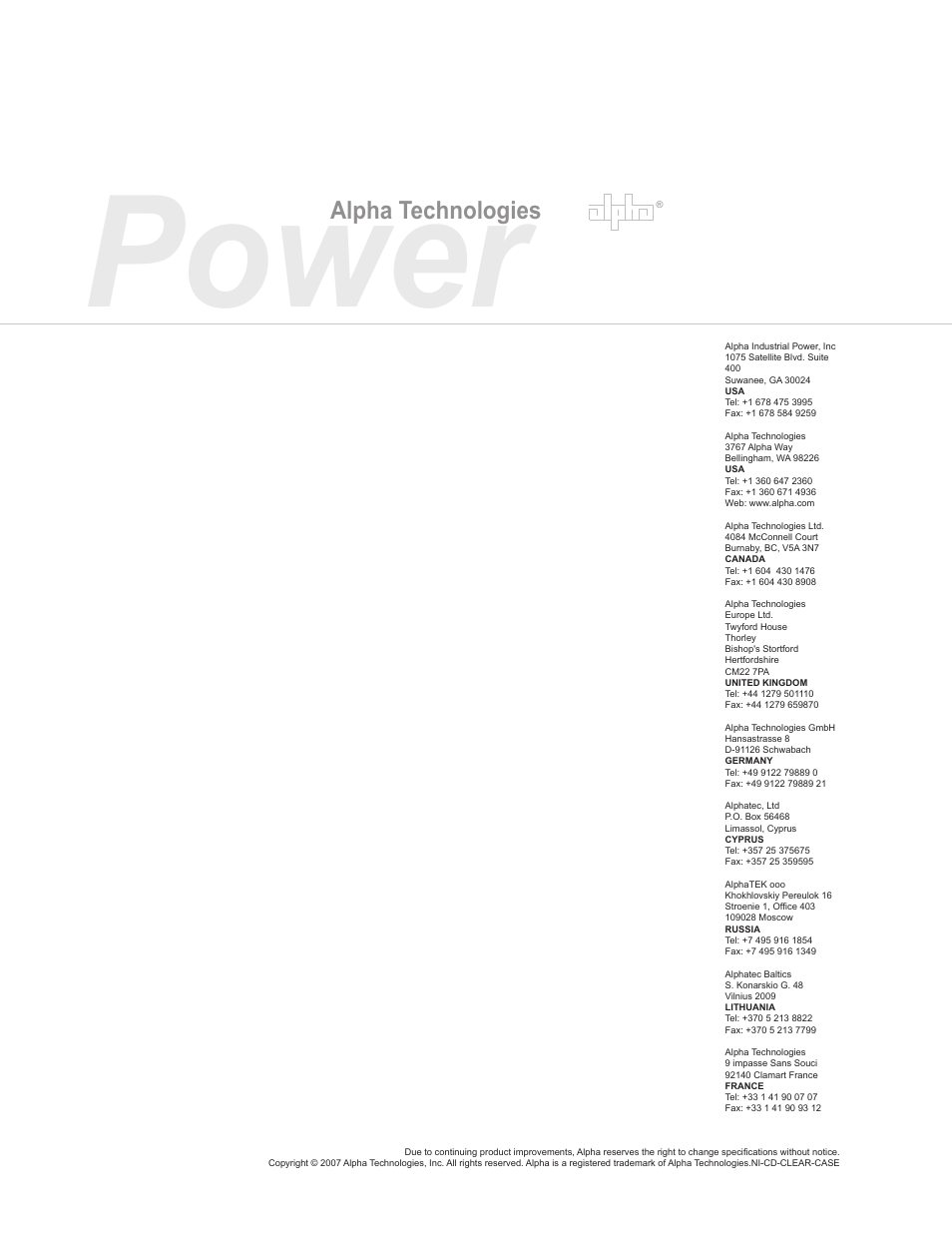 Power, Alpha technologies | Alpha Technologies Nickel Cadmium Clear Case - Technical Manual User Manual | Page 24 / 24