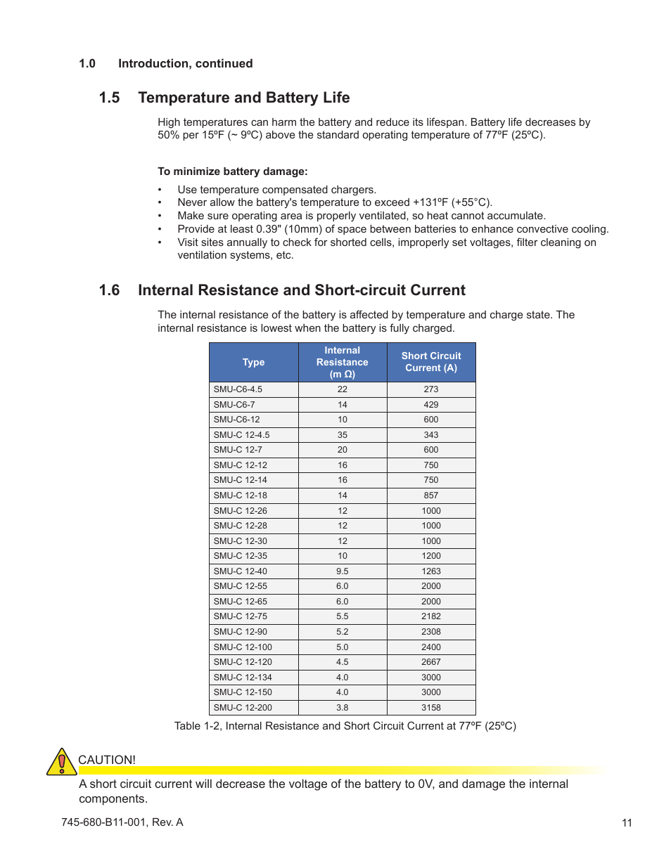 5 temperature and battery life, 6 internal resistance and short-circuit current, 0 introduction, continued | Alpha Technologies AlphaCellTM SMU-C Series User Manual | Page 11 / 32