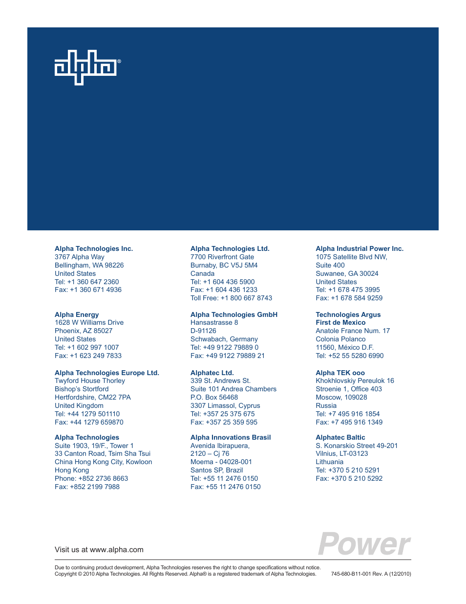 Alpha Technologies AlphaCellTM SMU-C Series User Manual | Page 32 / 32