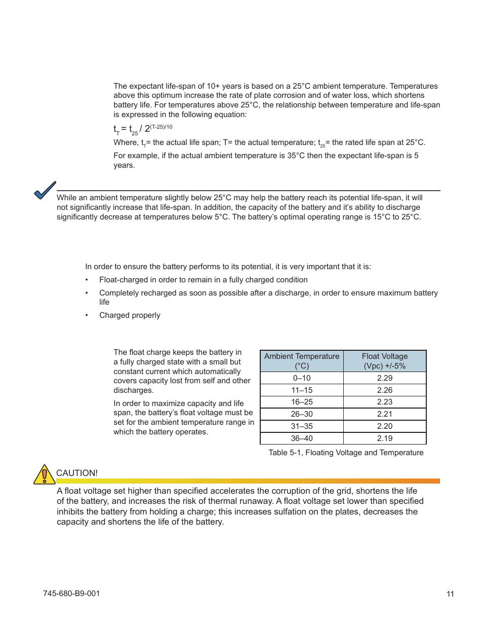 0 charging, 2 battery life and ambient temperature, 1 floating charge voltage and ambient temperature | Alpha Technologies AlphaCell SMU User Manual | Page 11 / 24