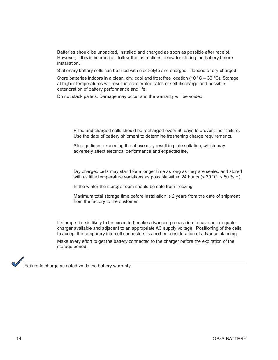 0 battery storage before installation | Alpha Technologies AlphaCell OPzS User Manual | Page 14 / 46