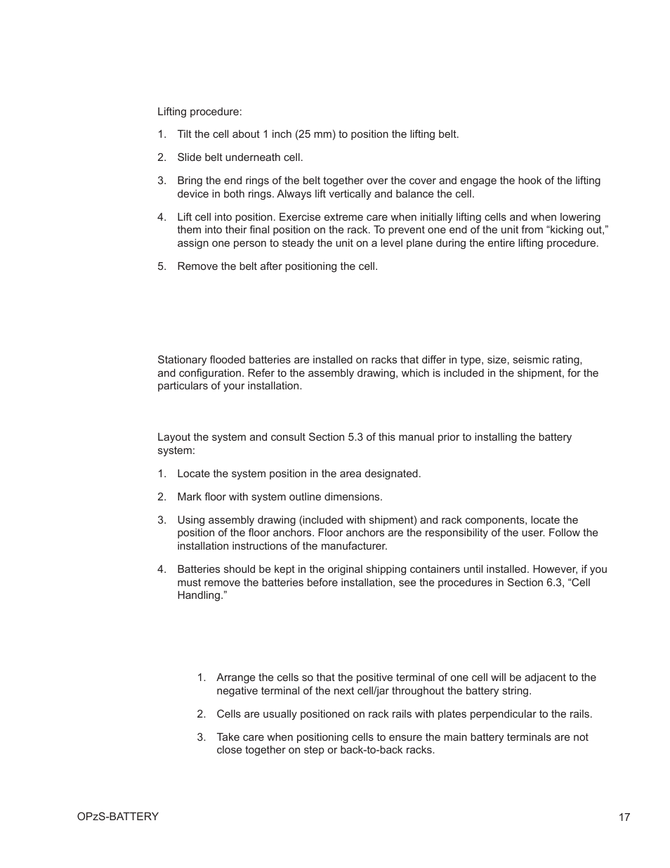 0 system installation, 1 general, 2 system layout | 3 installation considerations | Alpha Technologies AlphaCell OPzS User Manual | Page 17 / 46