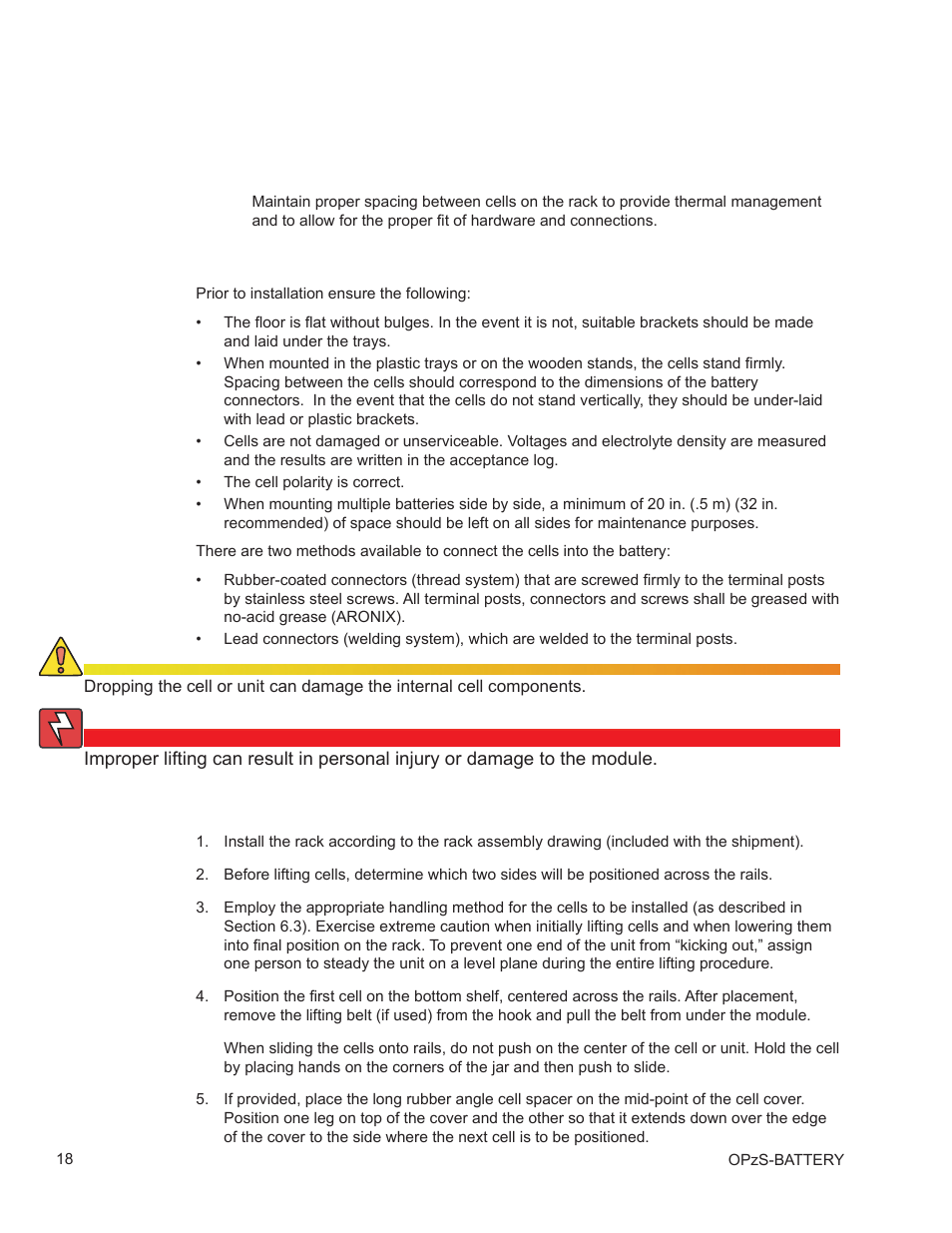 4 battery installation | Alpha Technologies AlphaCell OPzS User Manual | Page 18 / 46