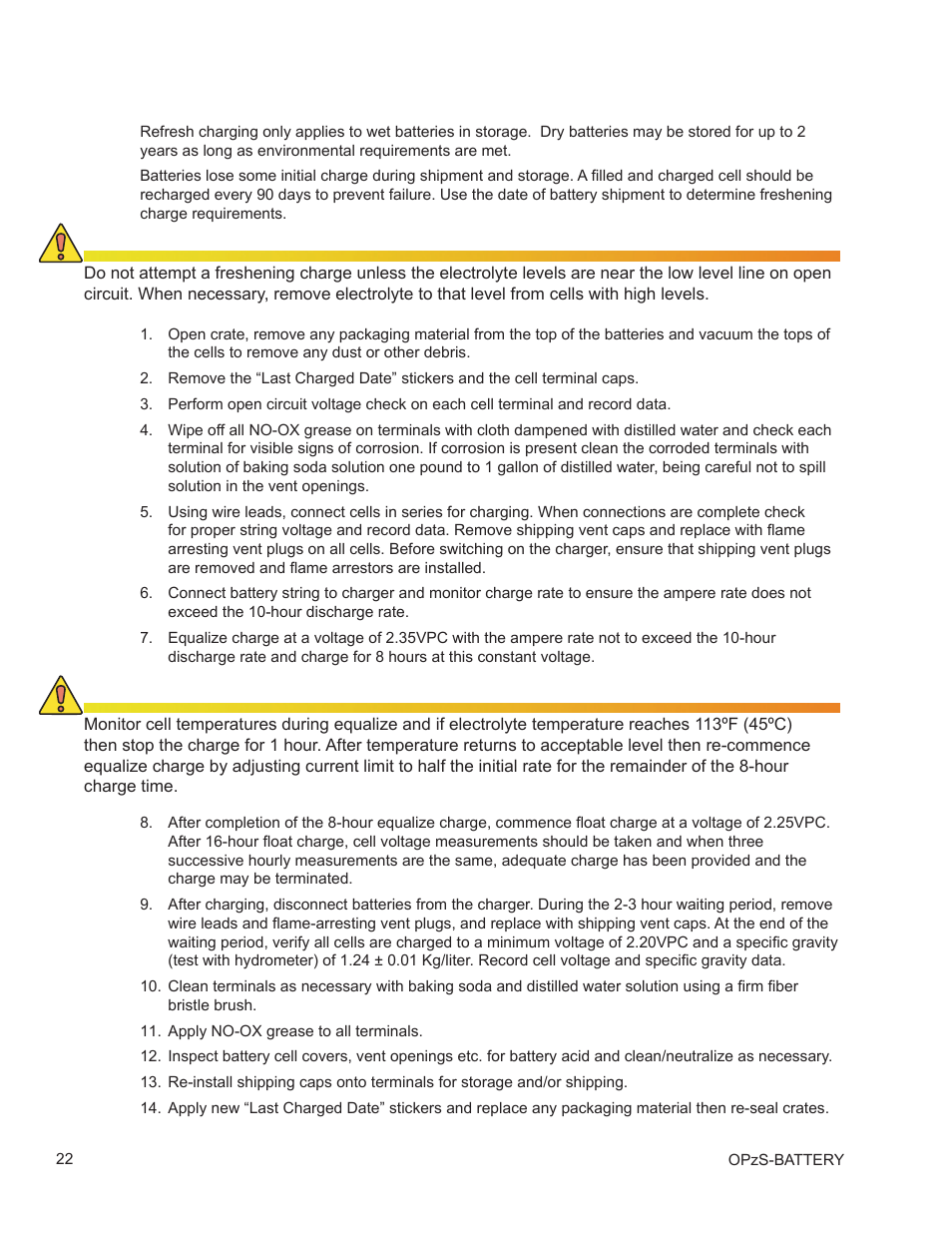 0 freshening charge | Alpha Technologies AlphaCell OPzS User Manual | Page 22 / 46