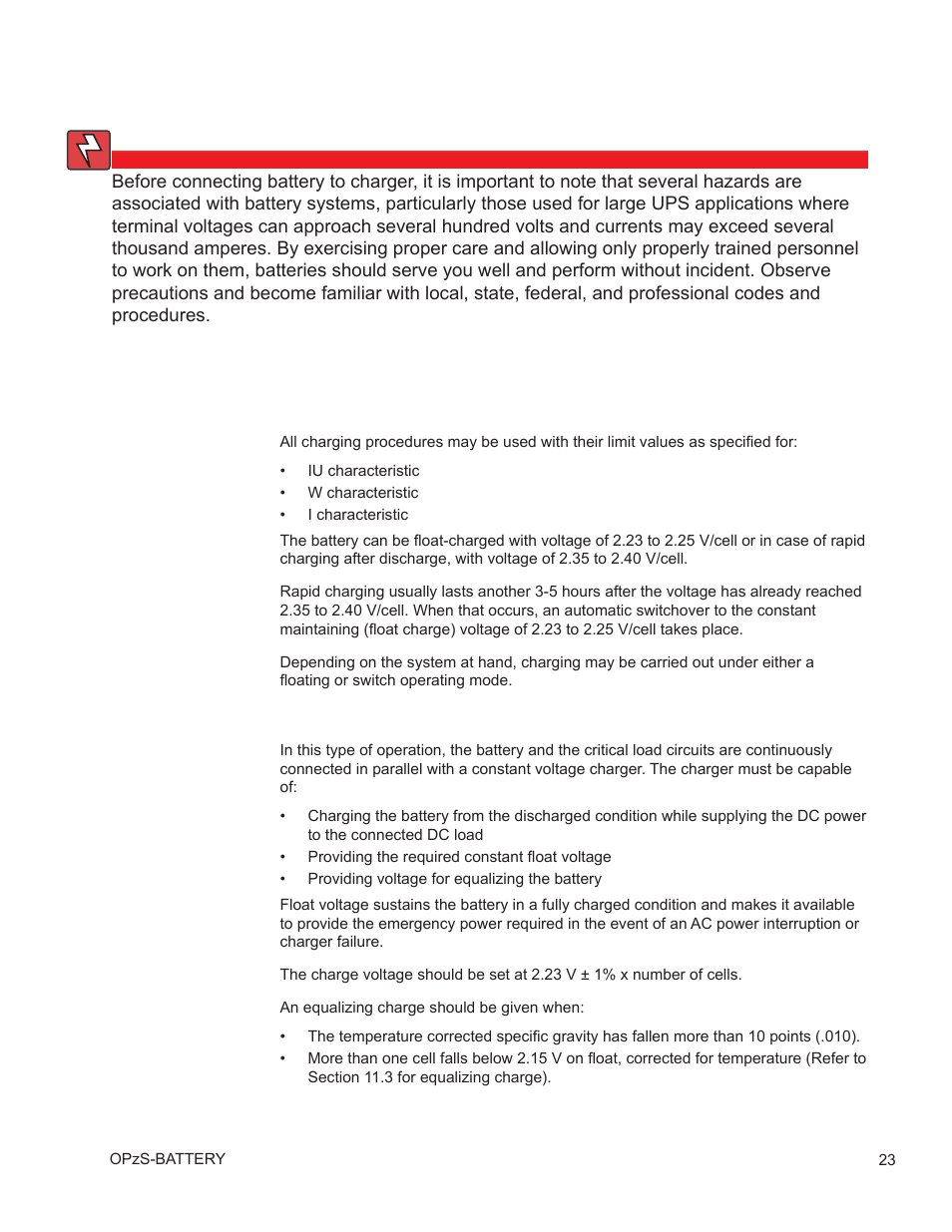 0 operation, 1 battery charging and operation mode | Alpha Technologies AlphaCell OPzS User Manual | Page 23 / 46