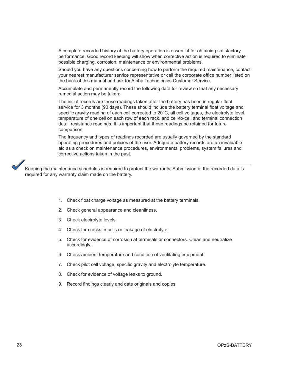 2 maintenance records | Alpha Technologies AlphaCell OPzS User Manual | Page 28 / 46