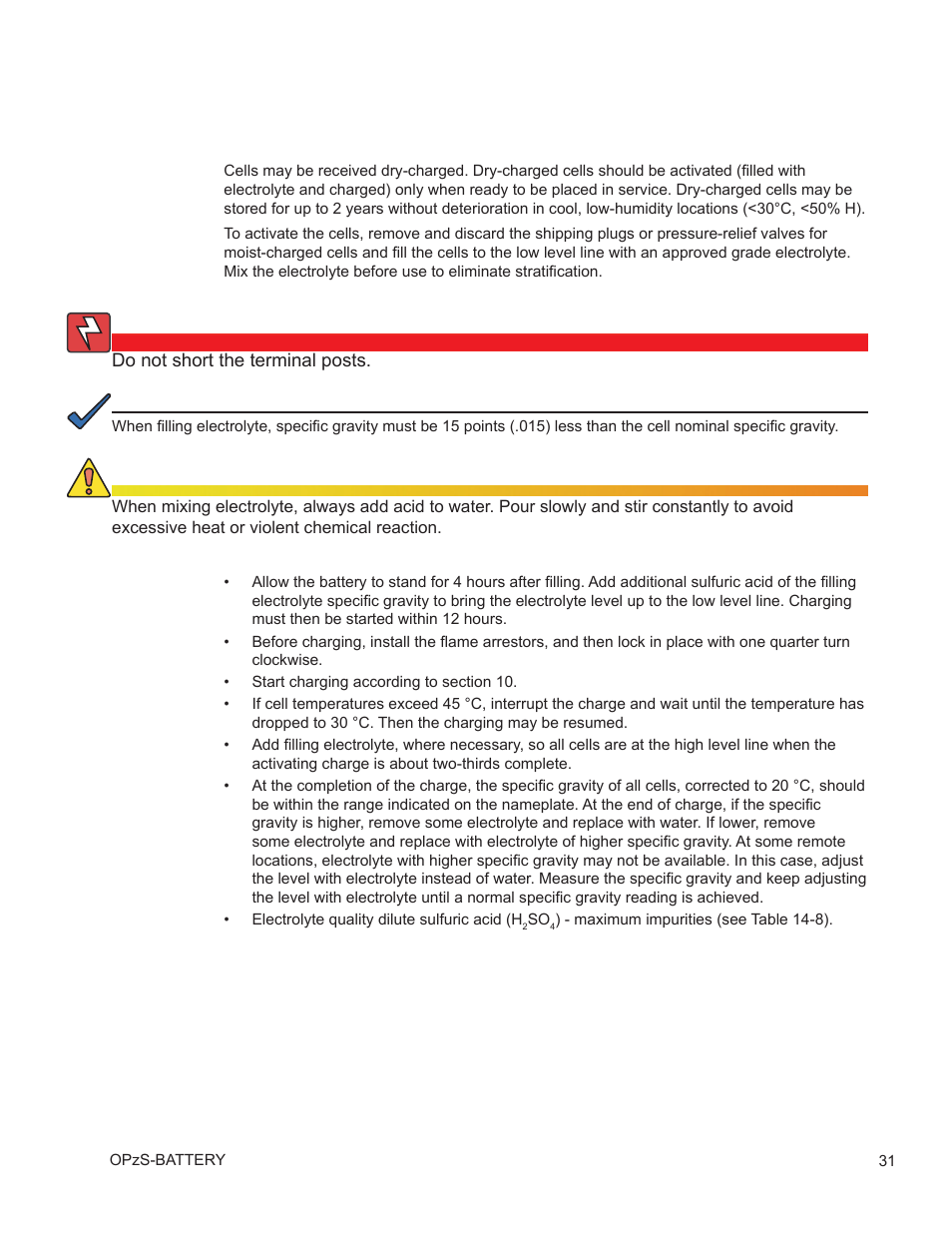 6 filling dry-charged cells | Alpha Technologies AlphaCell OPzS User Manual | Page 31 / 46