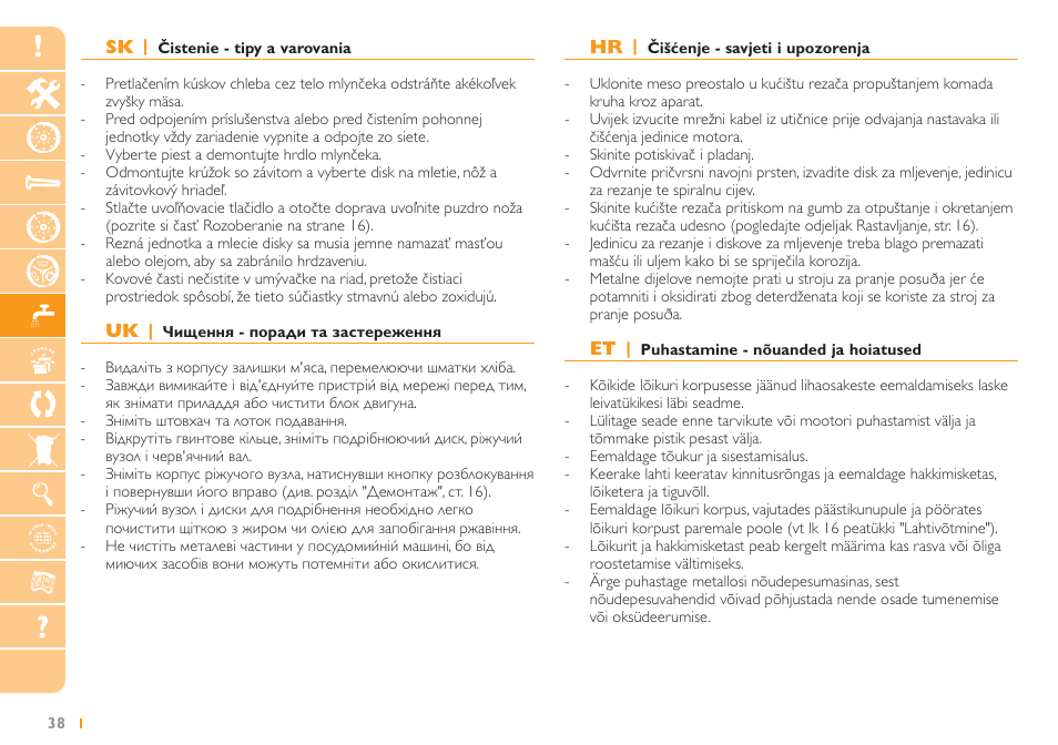 Philips HR2725 User Manual | Page 38 / 84