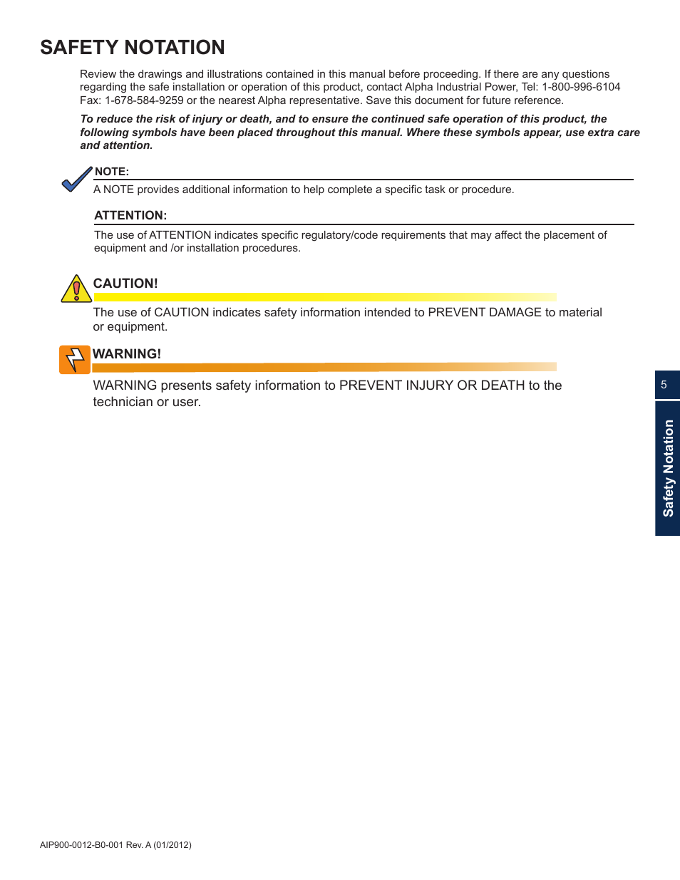 Preliminary, Safety notation | Alpha Technologies ACS HP Series User Manual | Page 5 / 24