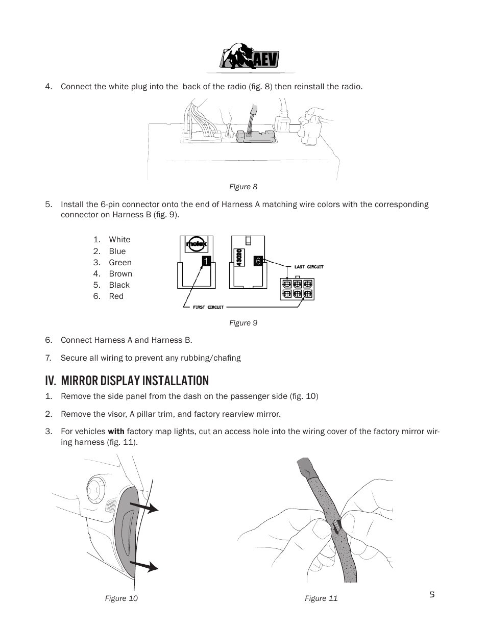 Iv. mirror display installation | American Expedition Vehicles Rear Vision System User Manual | Page 7 / 10