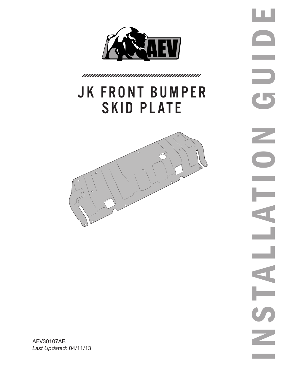 American Expedition Vehicles JK Front Bumper Skid Plate User Manual | 4 pages