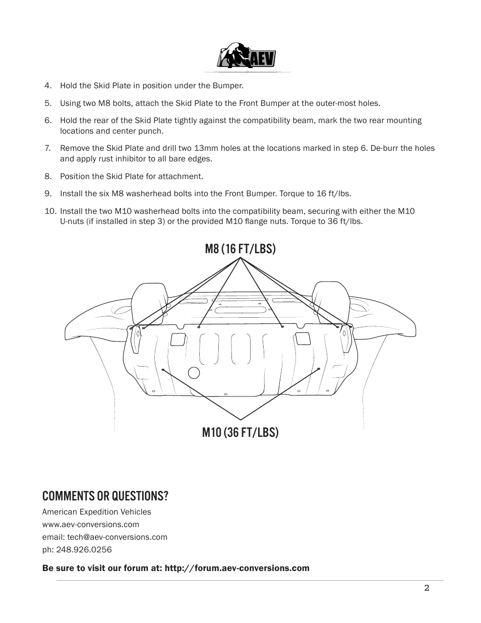 American Expedition Vehicles JK Front Bumper Skid Plate User Manual | Page 4 / 4