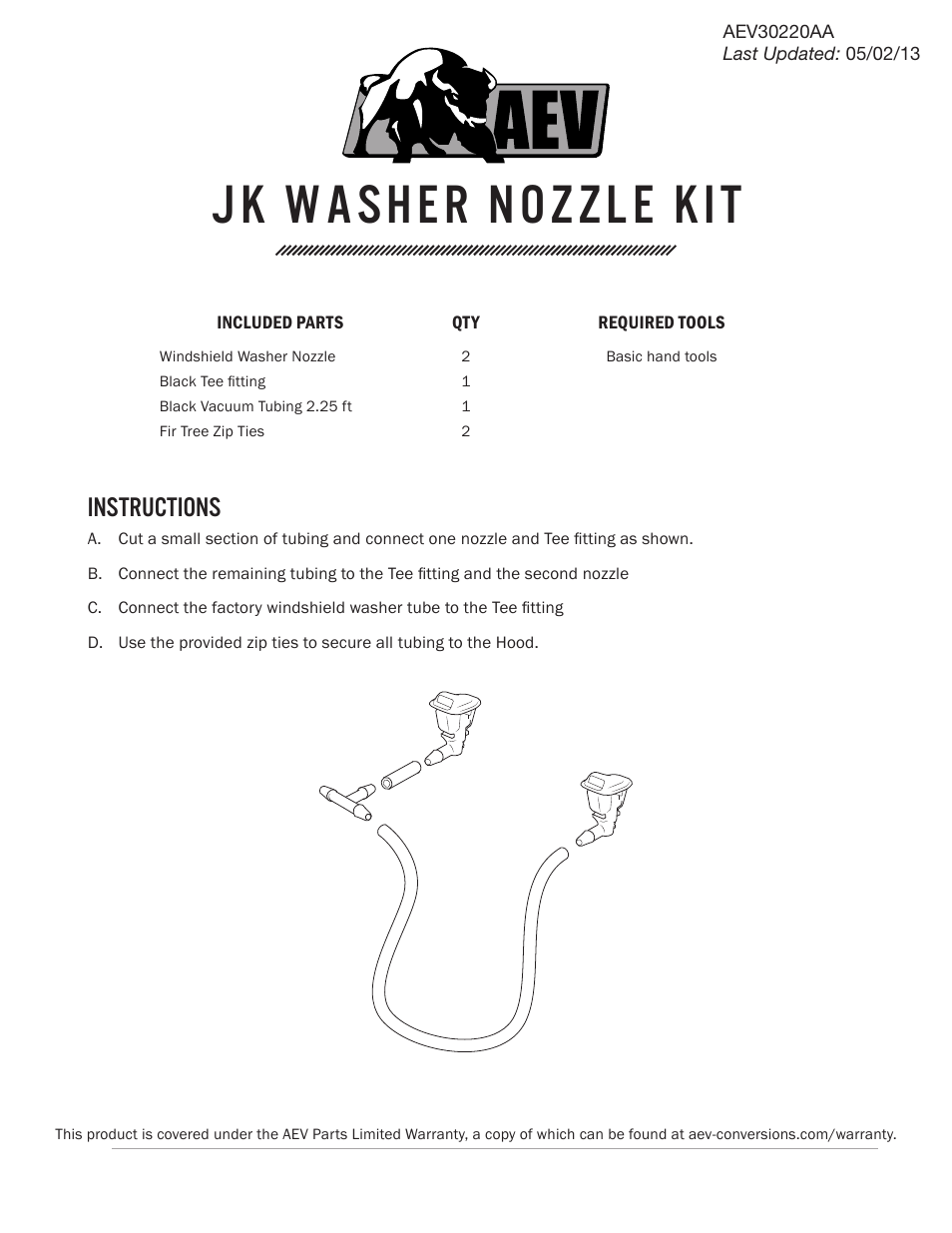 American Expedition Vehicles Jk WASHER Nozzle Kit User Manual | 1 page