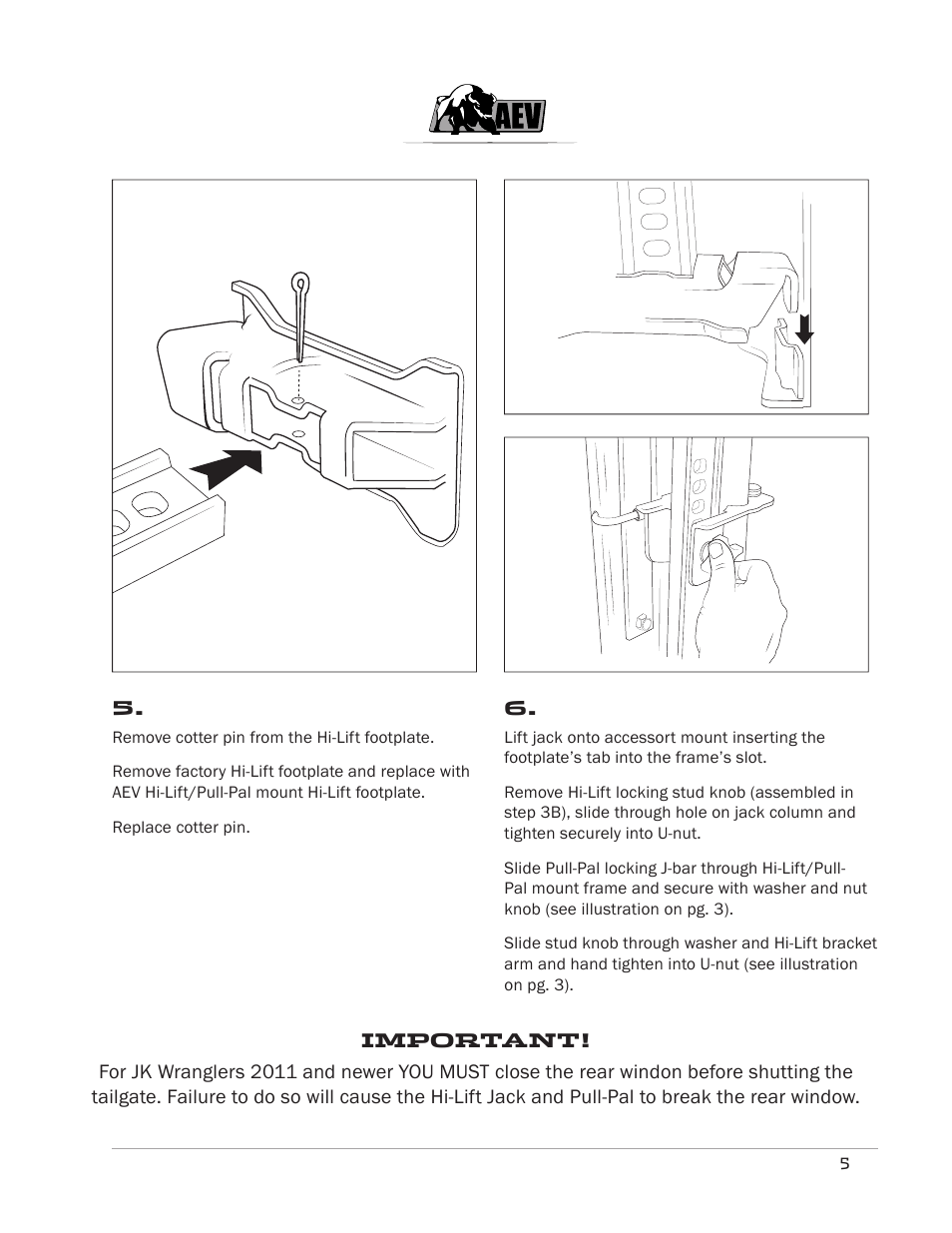 American Expedition Vehicles JK Hi-Lift/Pull-Pal Mount User Manual | Page 6 / 6