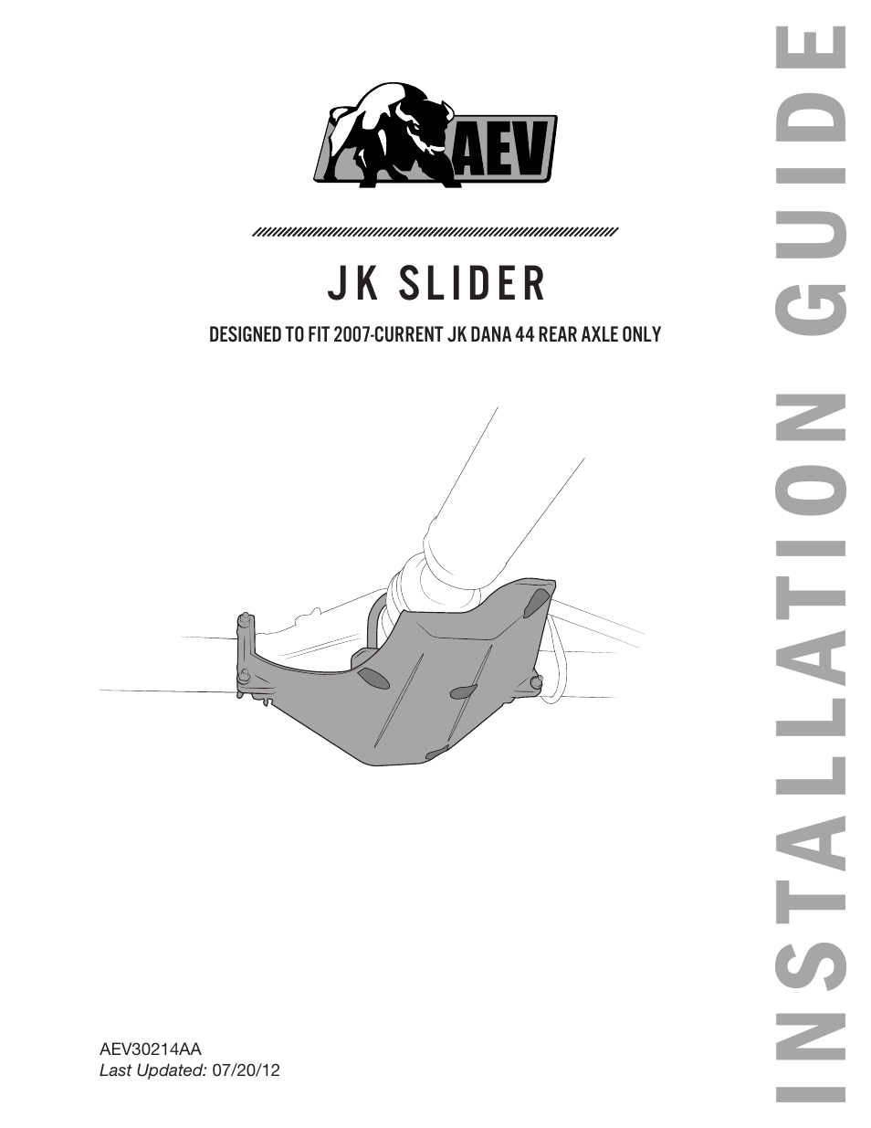 American Expedition Vehicles JK Slider - Rear Differential Skid Plate User Manual | 2 pages