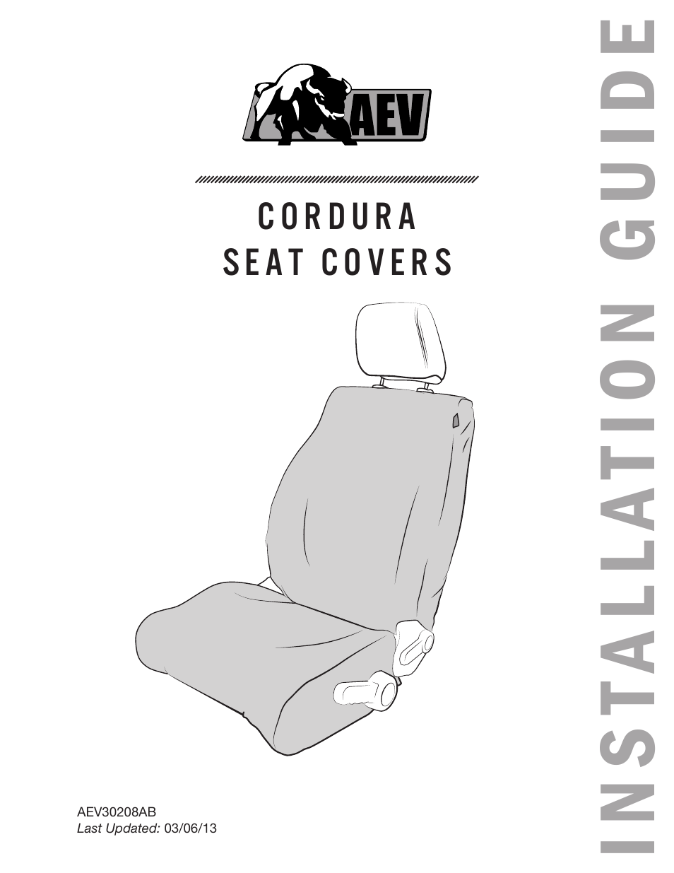 American Expedition Vehicles JK CORDURA Front Seat Covers User Manual | 4 pages