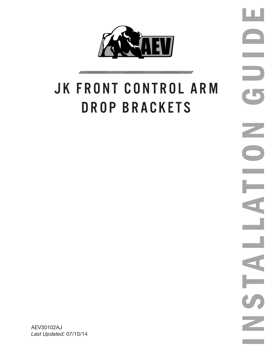 American Expedition Vehicles JK Geometry Correction Front Control Arm Drop Brackets User Manual | 5 pages