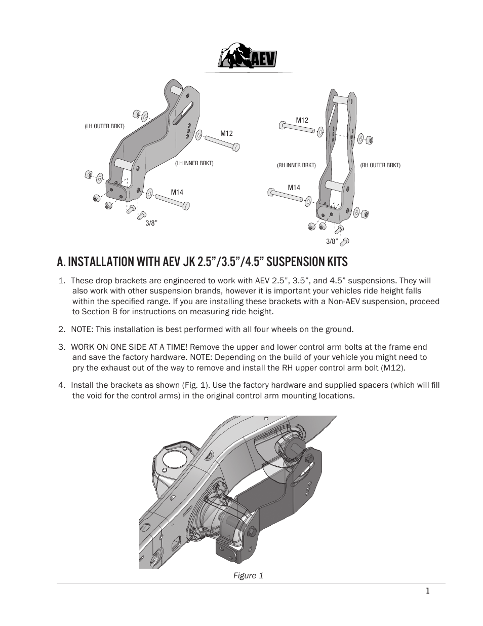 American Expedition Vehicles JK Geometry Correction Front Control Arm Drop Brackets User Manual | Page 3 / 5