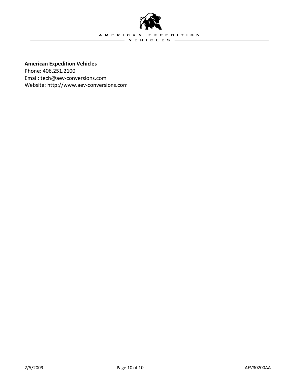 American Expedition Vehicles ProCal Module User Guide User Manual | Page 10 / 10