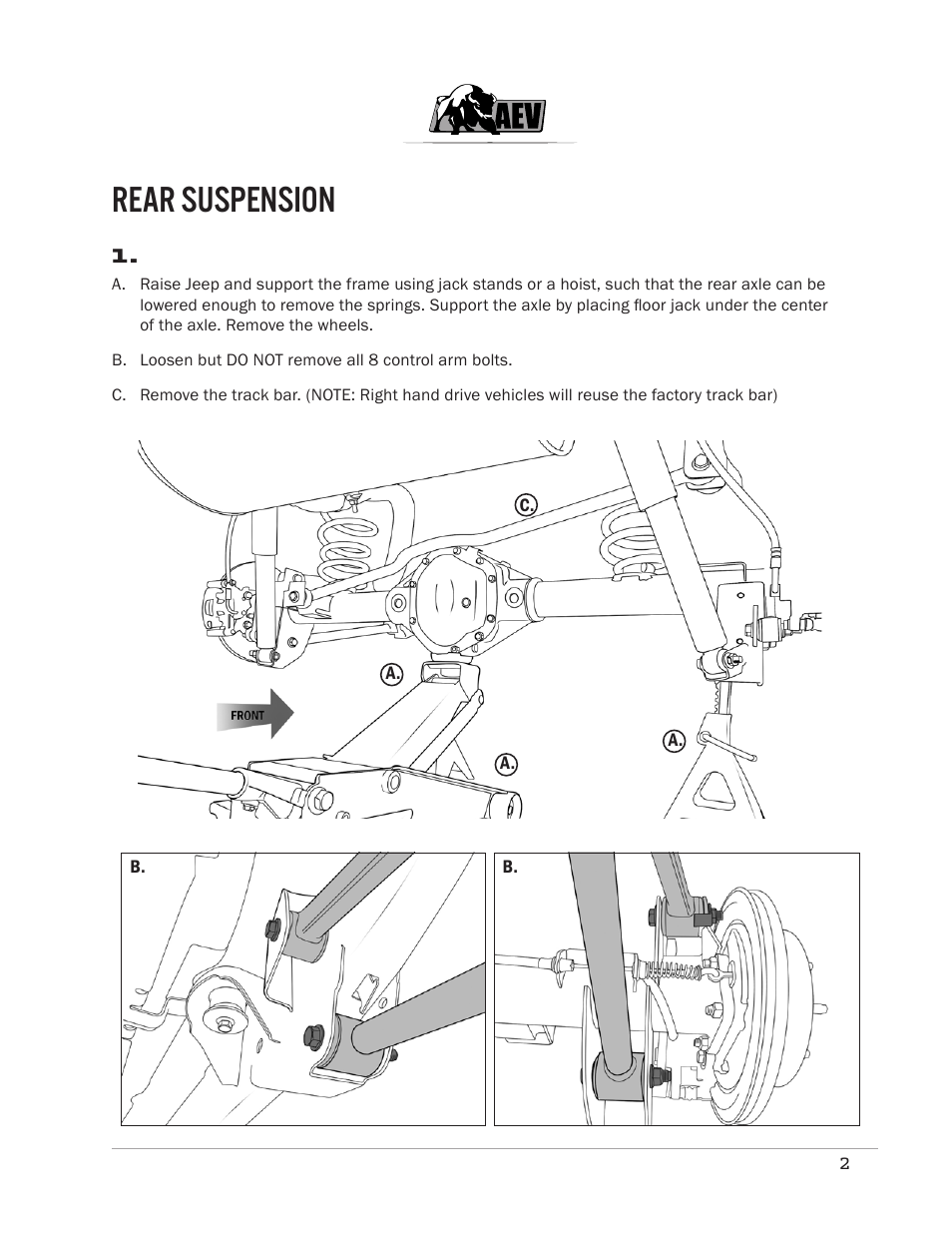 Rear suspension | American Expedition Vehicles JK DualSport XT Suspension 2.5 User Manual | Page 3 / 11