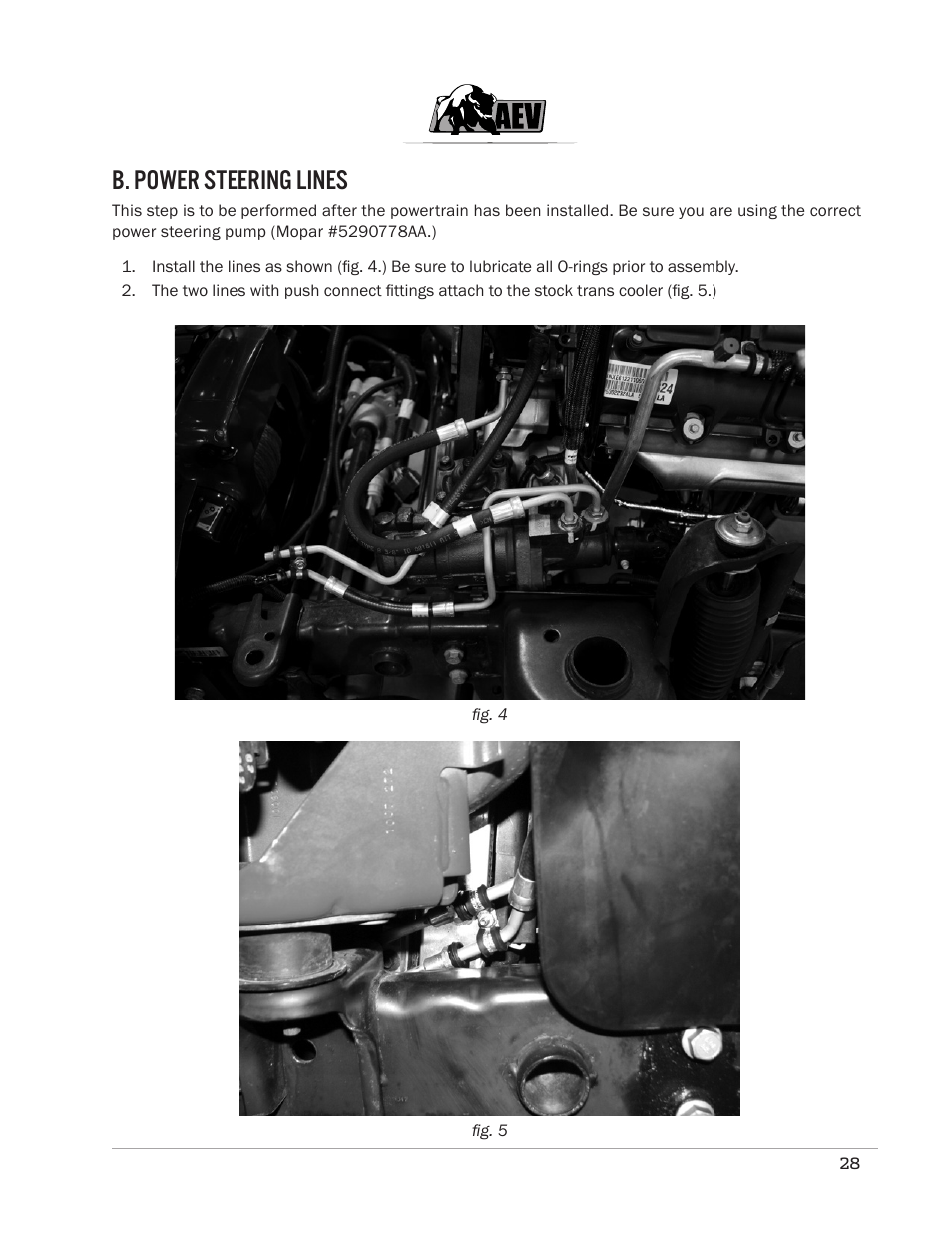 B. power steering lines | American Expedition Vehicles JK Hemi Builder Kit - Installation Guide for 07-11 JK Wrangler User Manual | Page 31 / 36