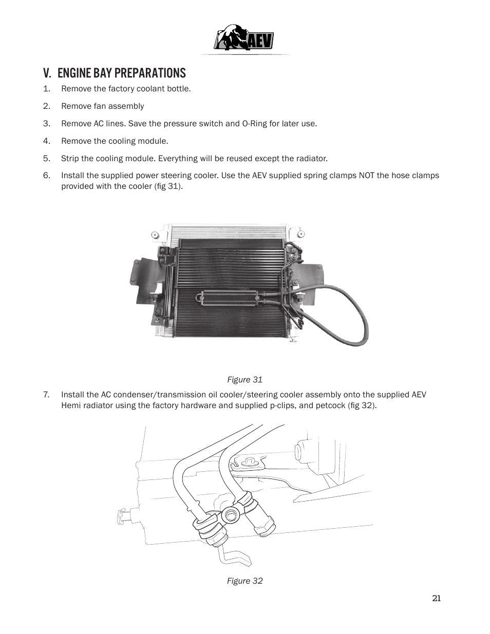 V. engine bay preparations | American Expedition Vehicles JK HEMI Builder Kit - Installation Guide for 12+ JK Wrangler User Manual | Page 23 / 37