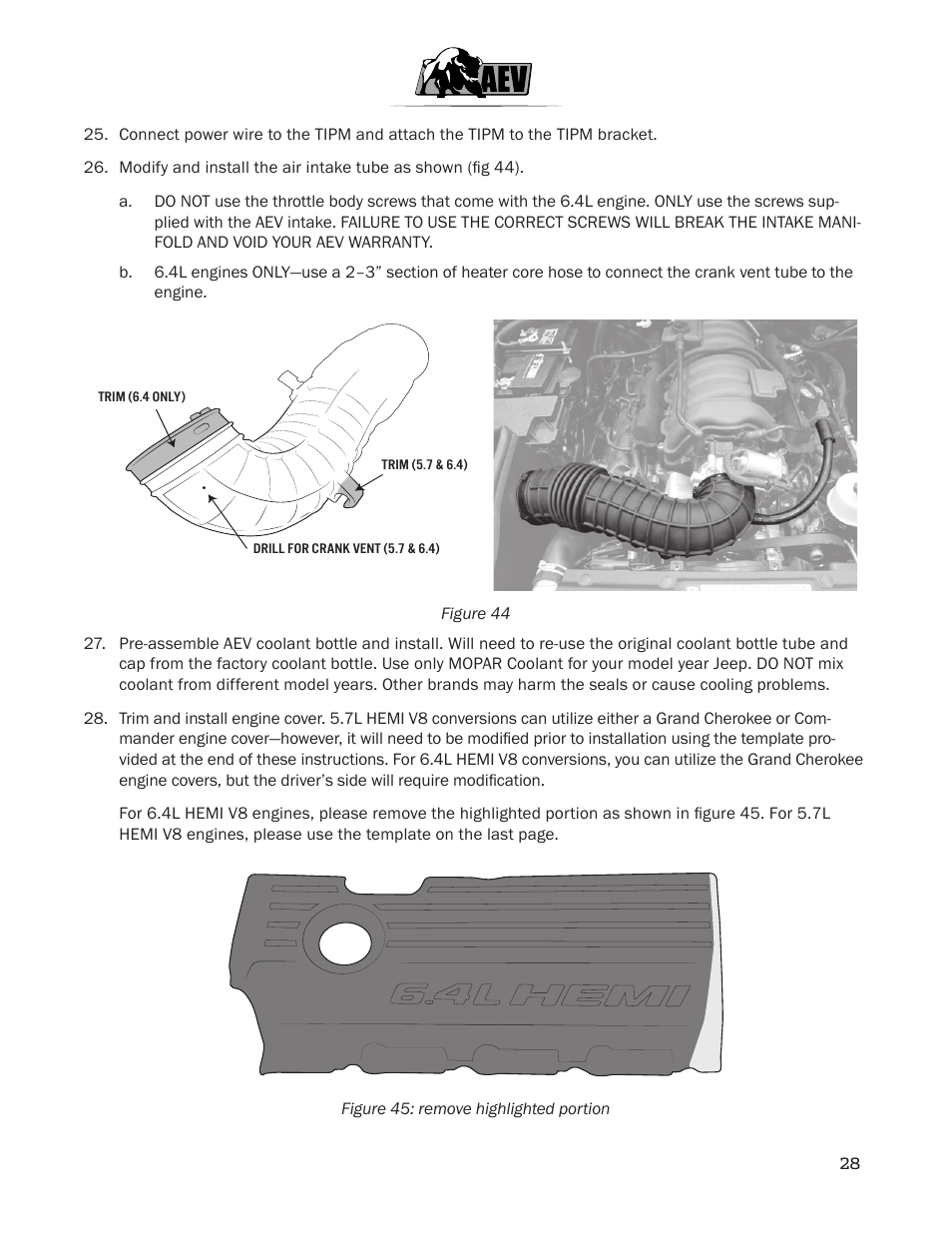 American Expedition Vehicles JK HEMI Builder Kit - Installation Guide for 12+ JK Wrangler User Manual | Page 30 / 37