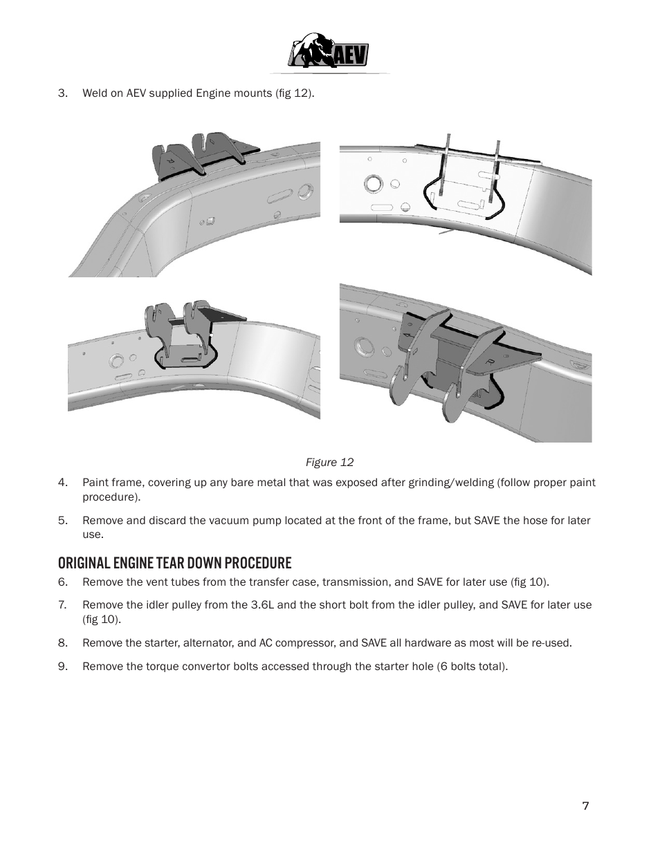 Original engine tear down procedure | American Expedition Vehicles JK HEMI Builder Kit - Installation Guide for 12+ JK Wrangler User Manual | Page 9 / 37