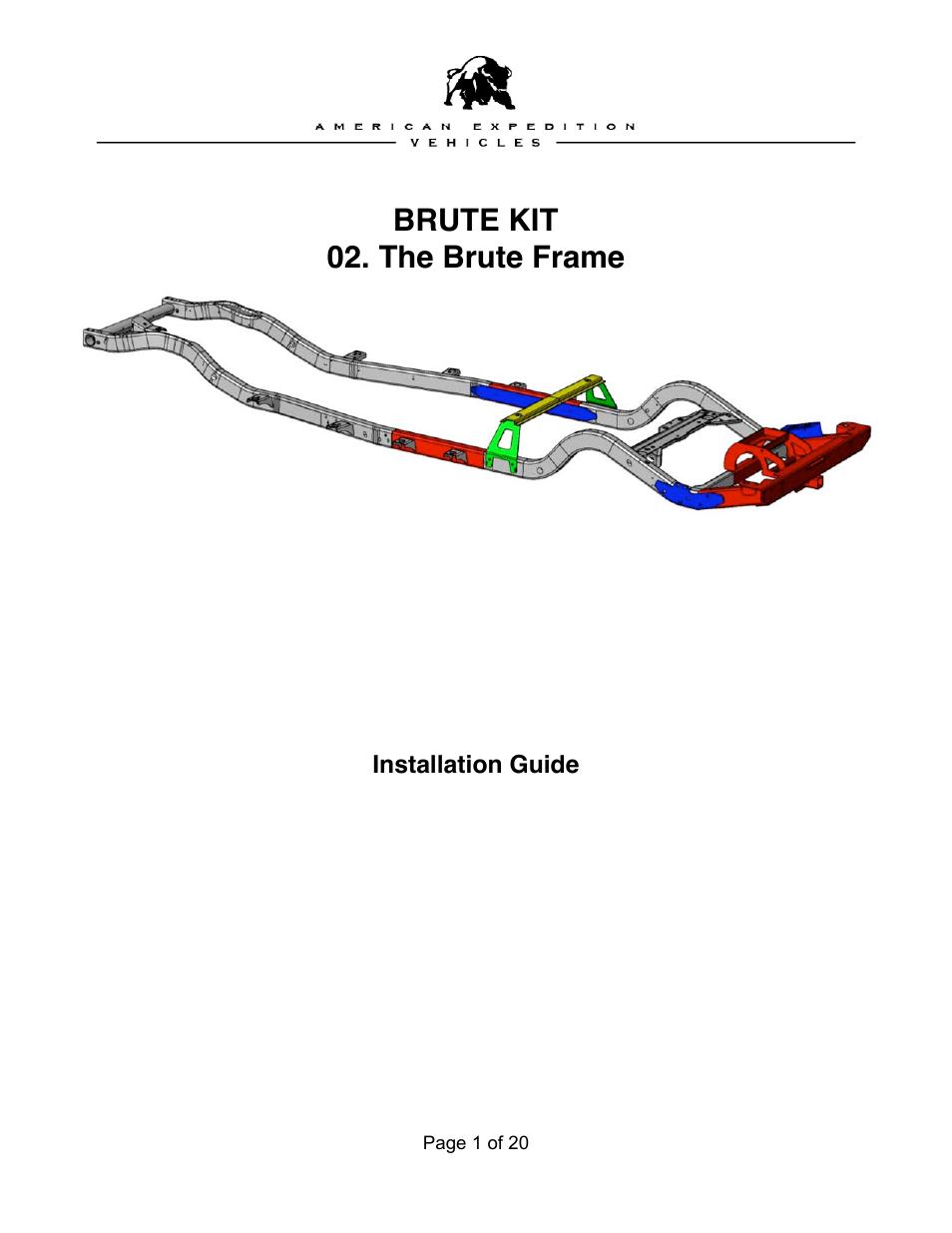 American Expedition Vehicles Brute Frame User Manual | 20 pages