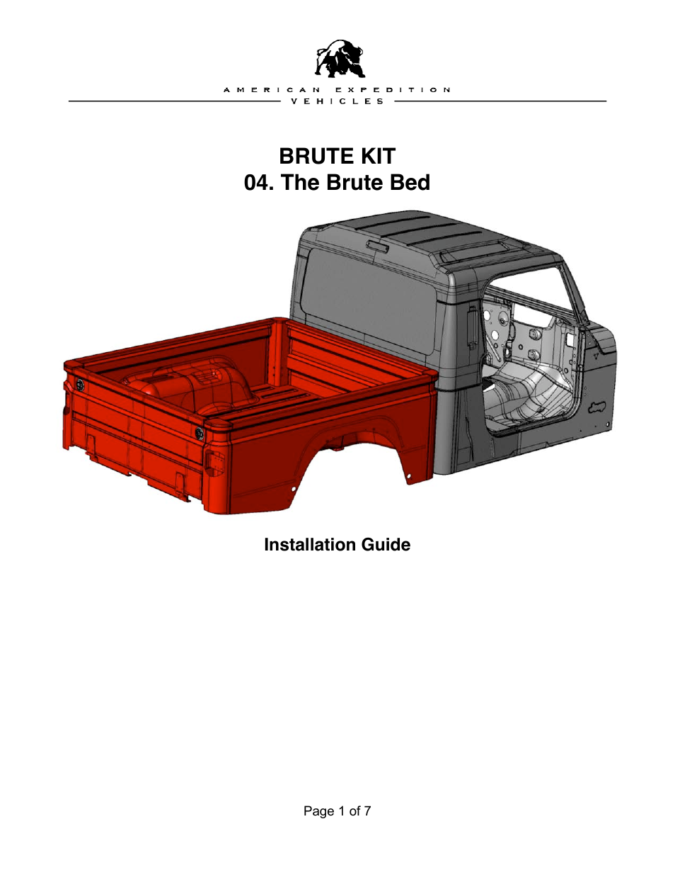 American Expedition Vehicles Brute Bed User Manual | 7 pages