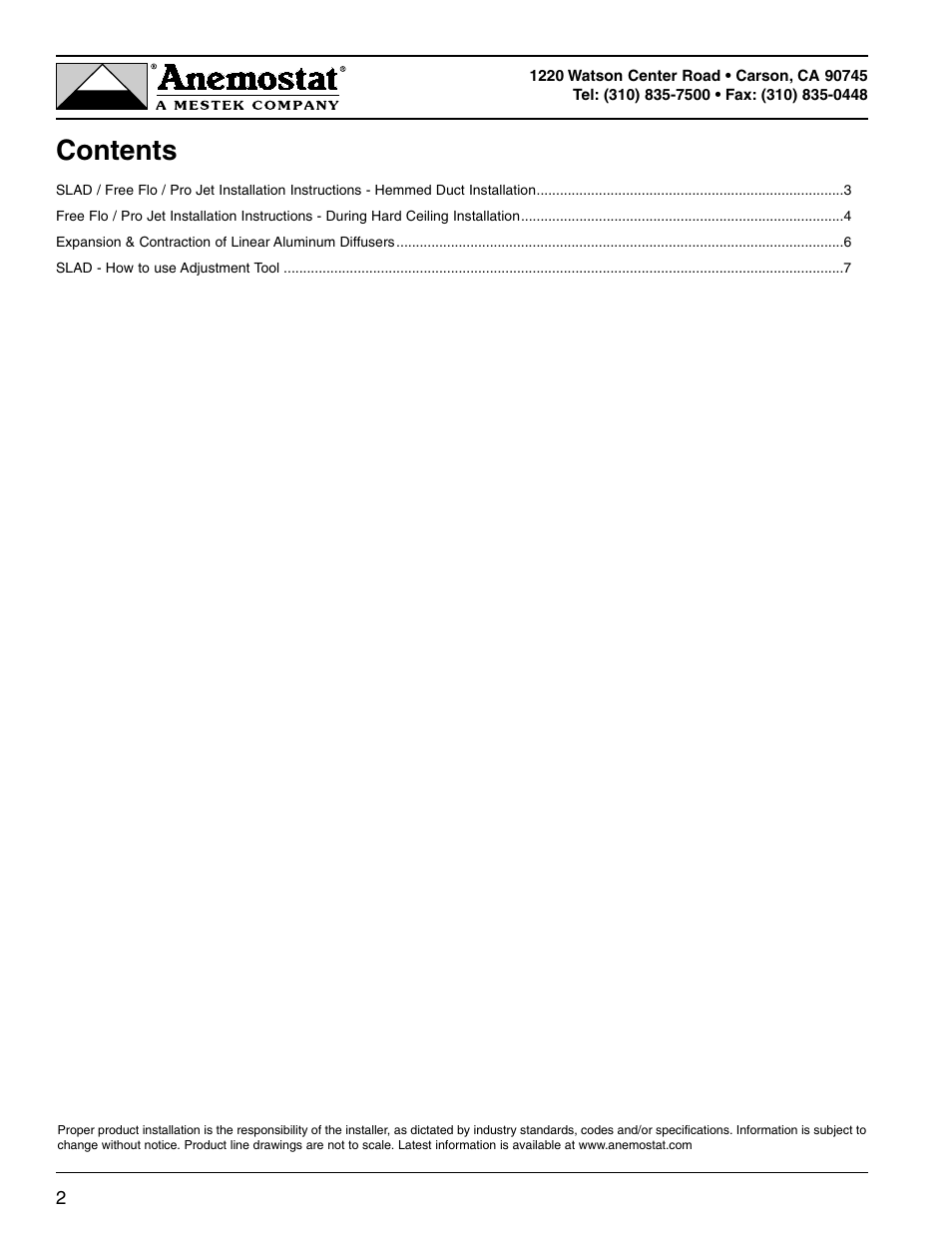 Anemostat Pro Jet User Manual | Page 2 / 7