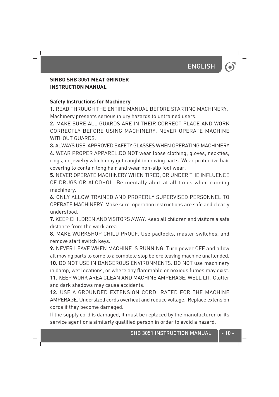 SINBO SHB-3051 User Manual | Page 11 / 52