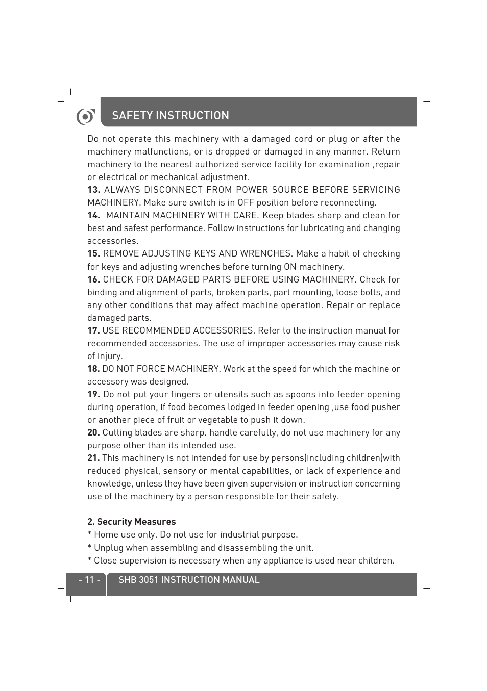 SINBO SHB-3051 User Manual | Page 12 / 52