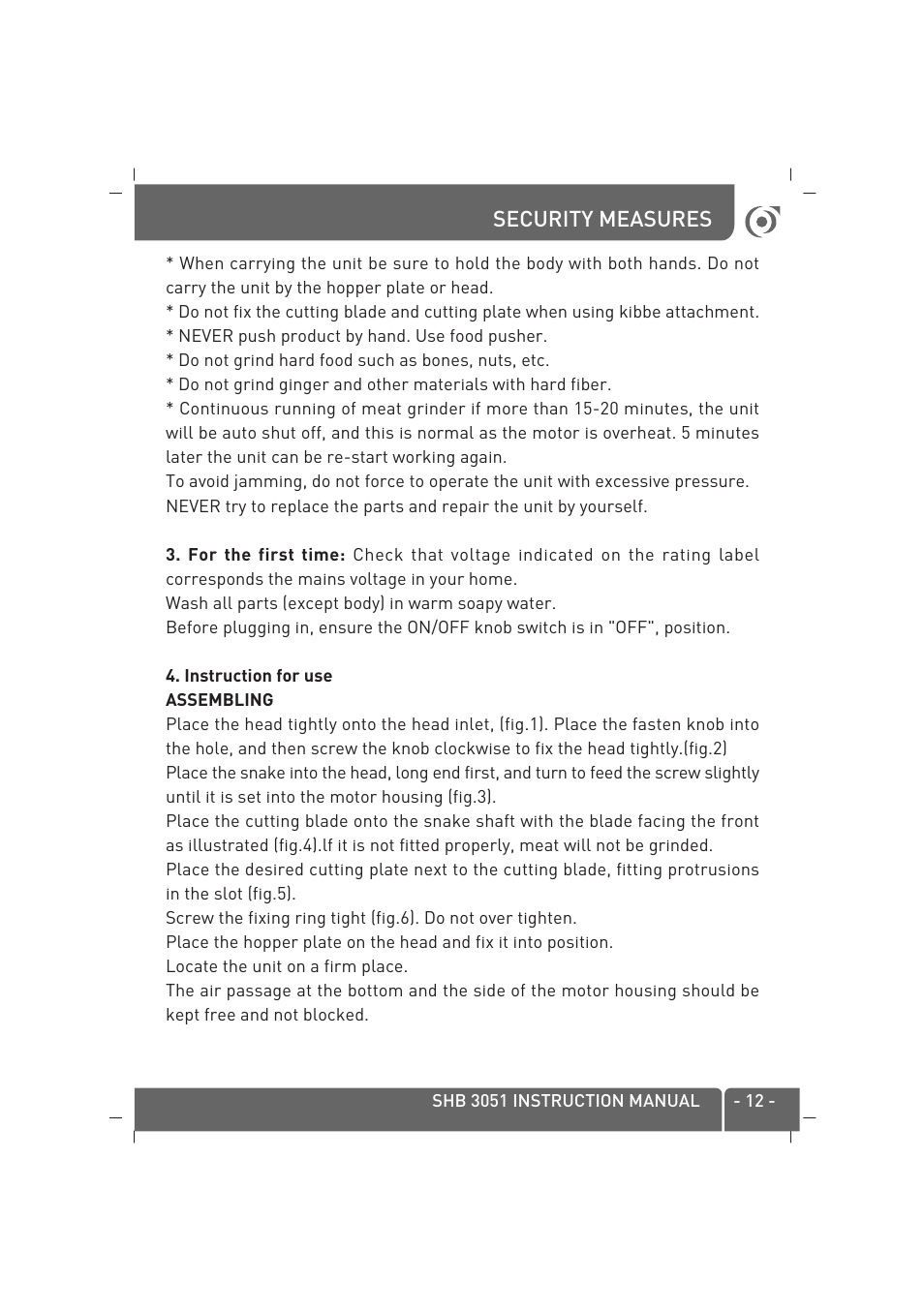 SINBO SHB-3051 User Manual | Page 13 / 52