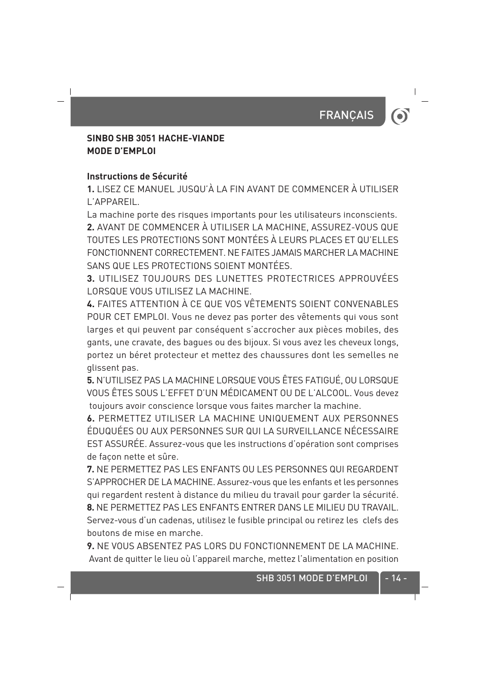 SINBO SHB-3051 User Manual | Page 15 / 52