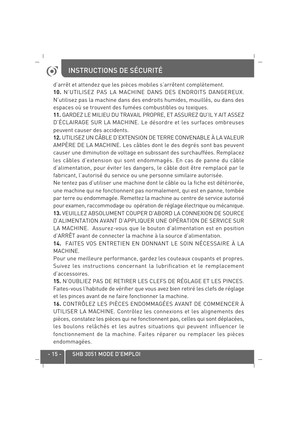 SINBO SHB-3051 User Manual | Page 16 / 52