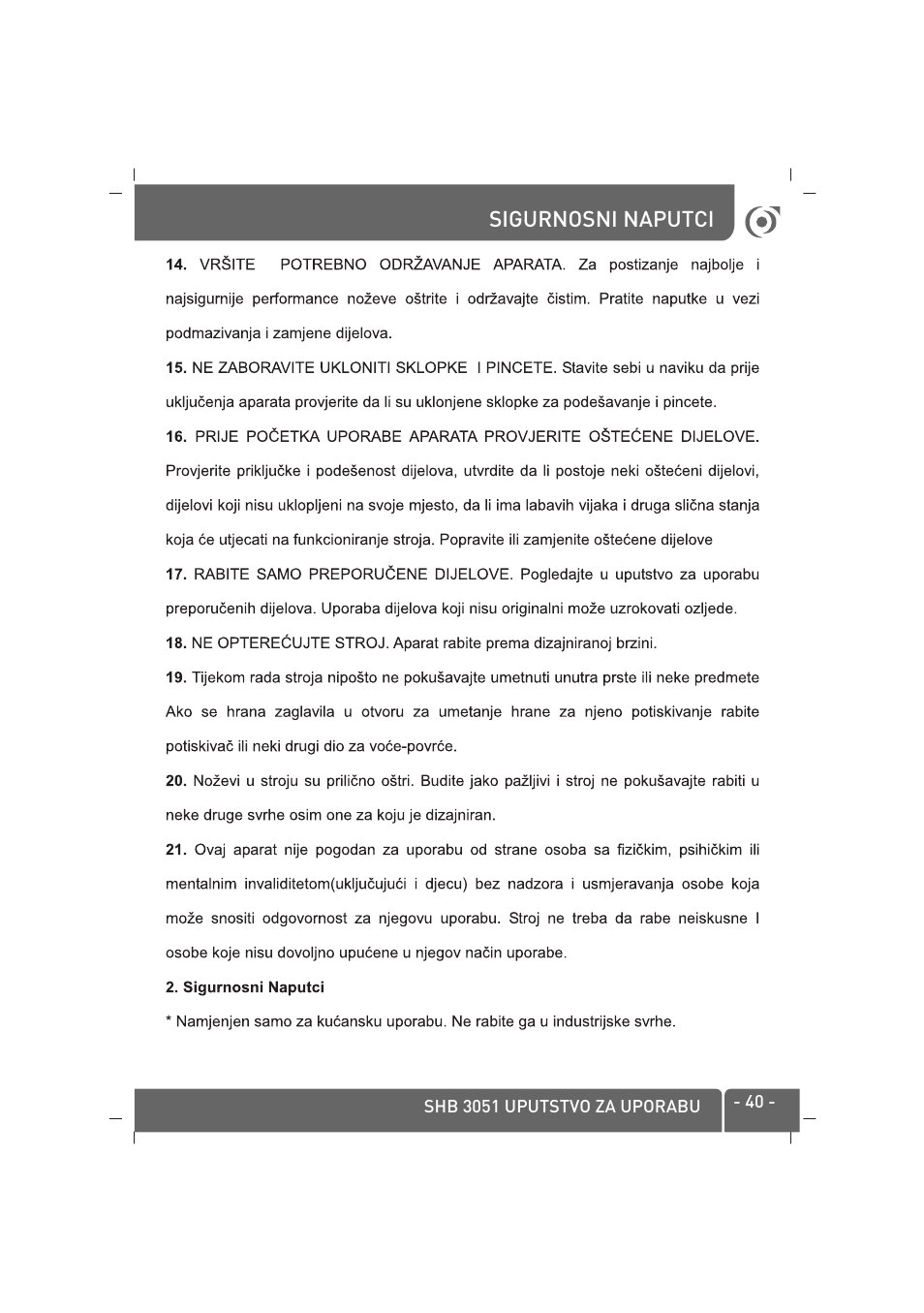 SINBO SHB-3051 User Manual | Page 41 / 52