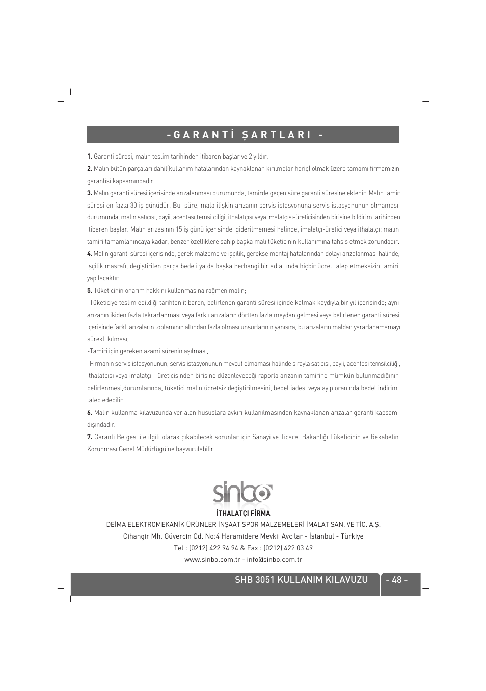 SINBO SHB-3051 User Manual | Page 49 / 52