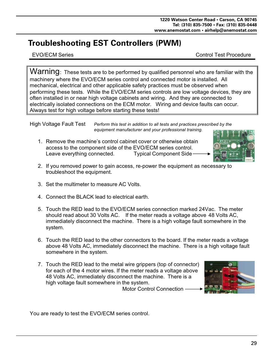 Troubleshooting est controllers (pwm) warning | Anemostat EST User Manual | Page 29 / 34