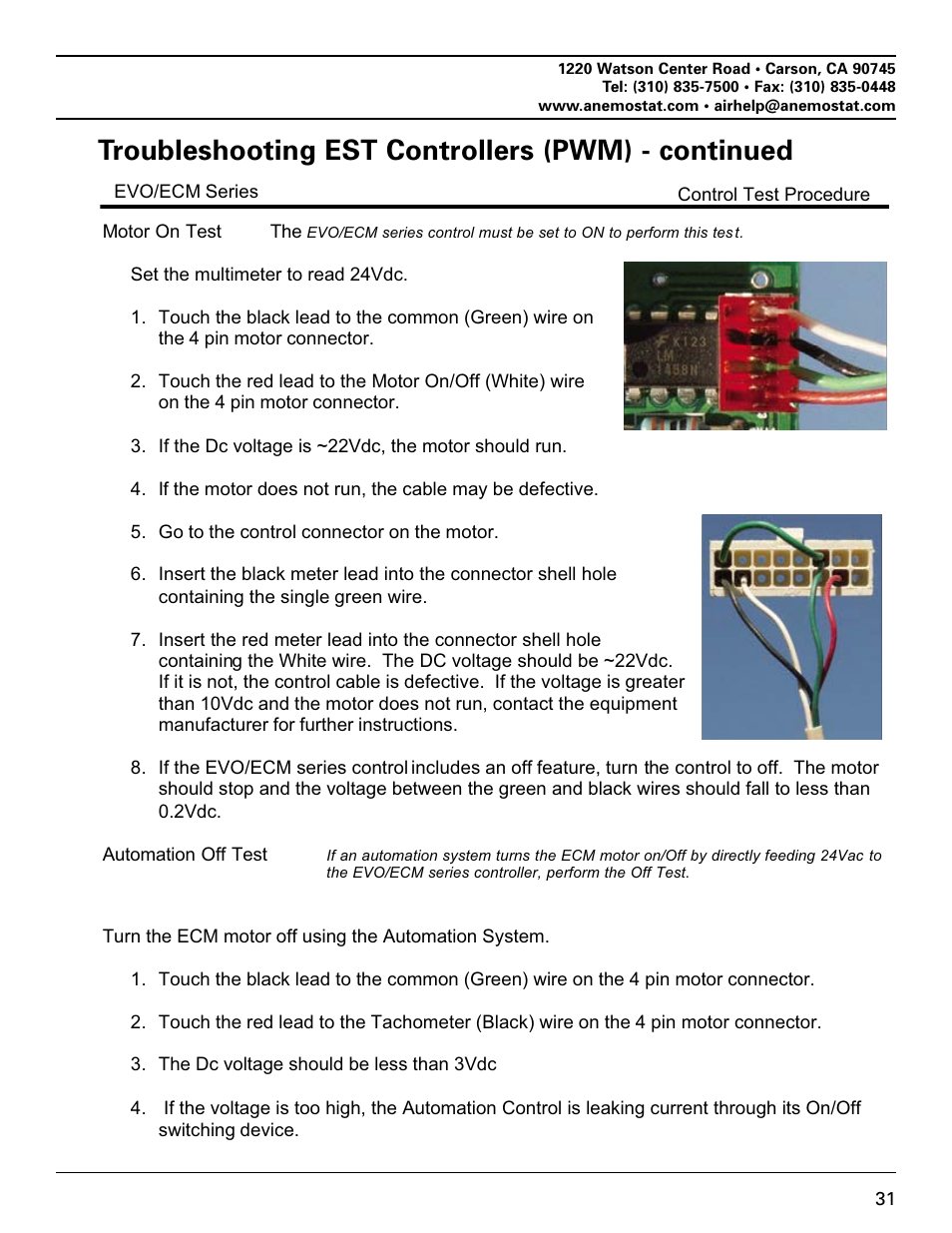 Troubleshooting est controllers (pwm) - continued | Anemostat EST User Manual | Page 31 / 34