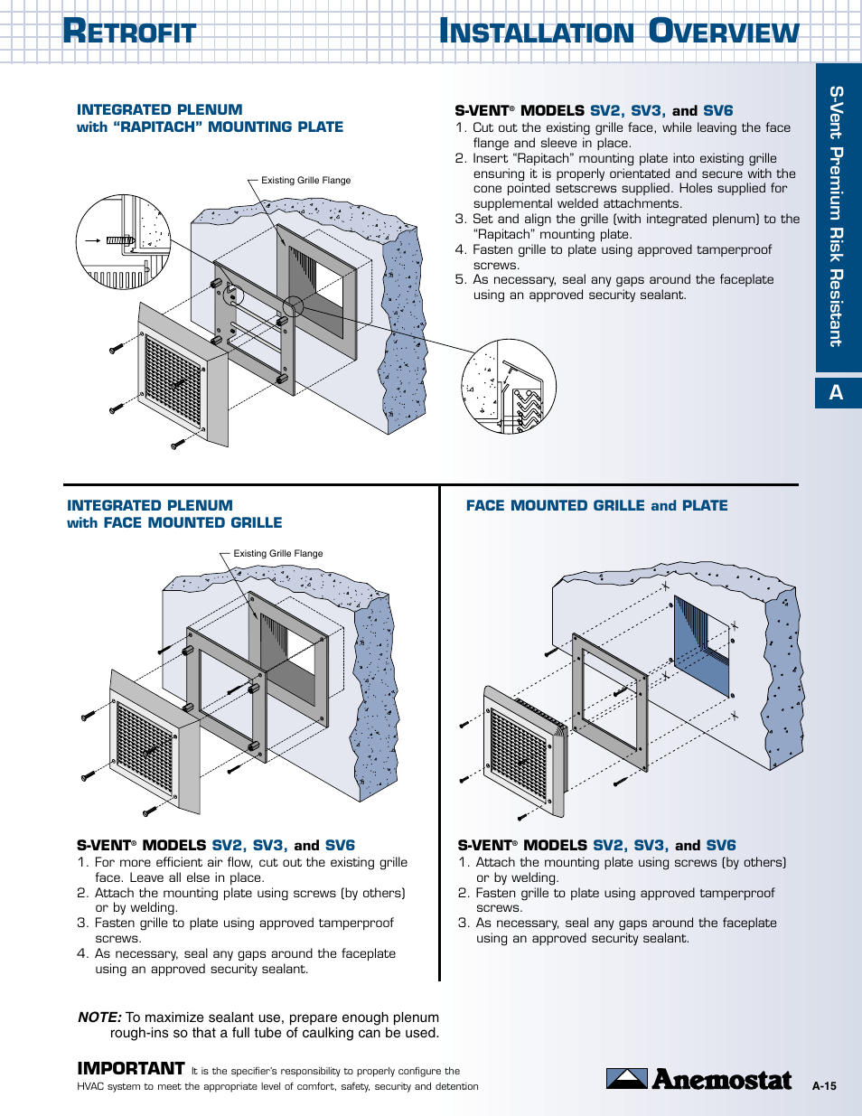 Anemostat SV2 User Manual | 1 page