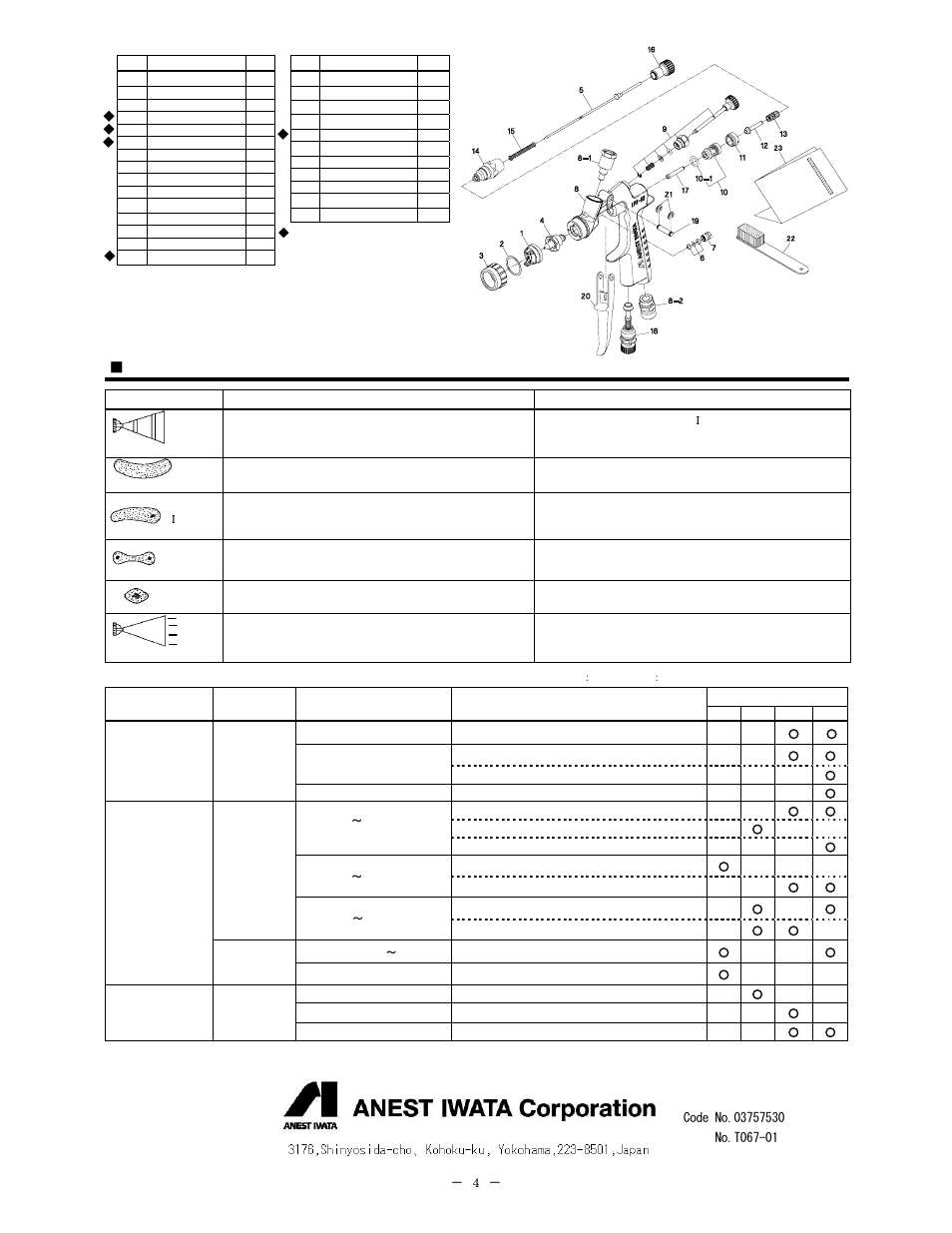 Troubleshooting, Parts list | Anest Iwata LPH80 User Manual | Page 4 / 4